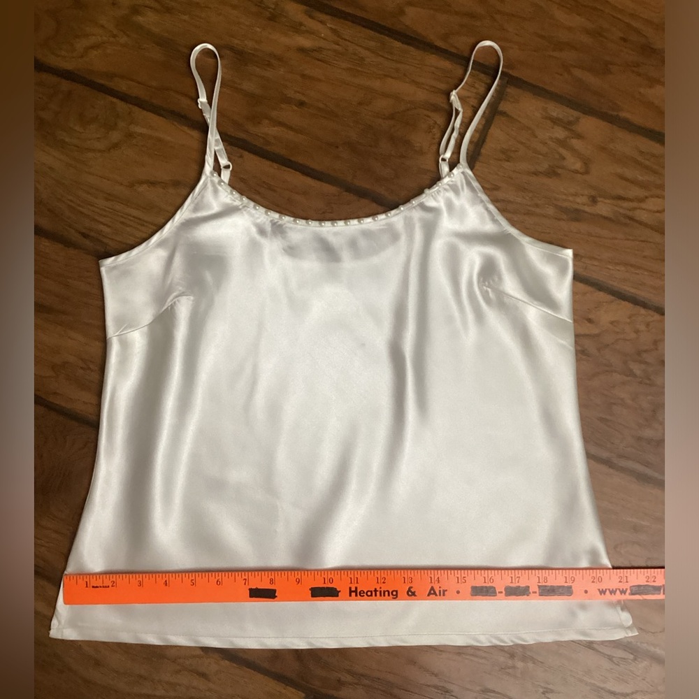 White Spaghetti Strap Camisole with Pearls Size 14 - Picture 5 of 6